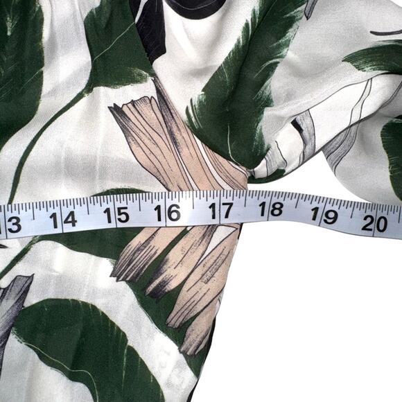 NWOT Milly Kia Tropical Print Silk Long Sleeve Wrap Top 0 - Picture 7 of 10